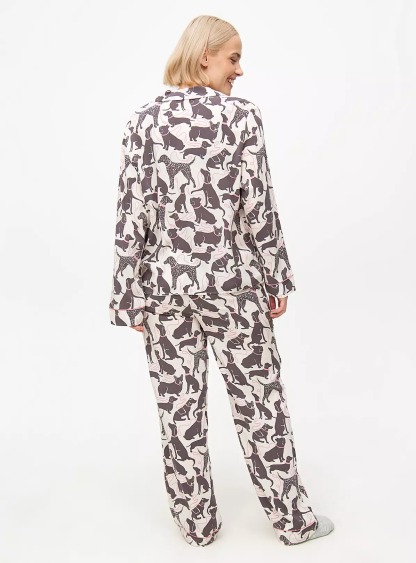 Monochrome Dog Printed Traditional Pyjamas Set