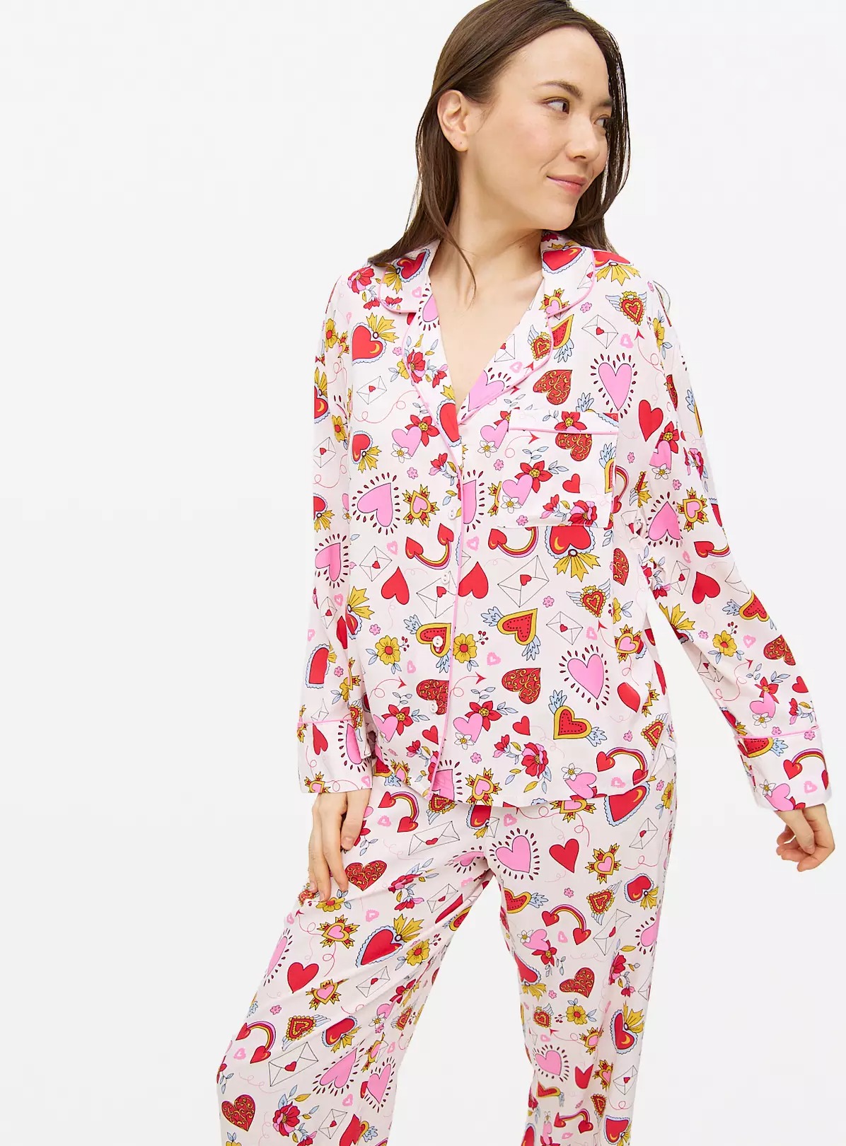 Tattoo Heart Print Traditional Pyjamas Set