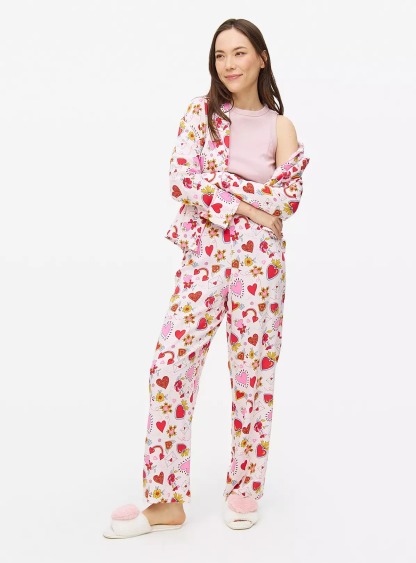 Tattoo Heart Print Traditional Pyjamas Set