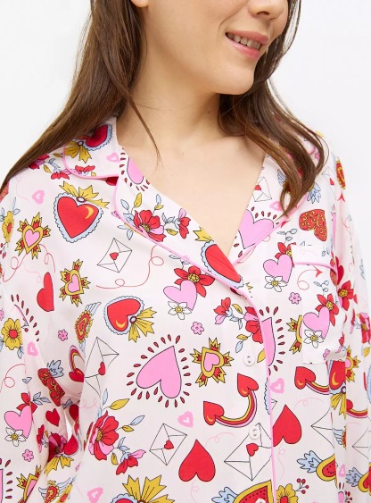 Tattoo Heart Print Traditional Pyjamas Set