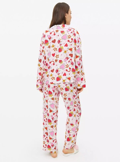 Tattoo Heart Print Traditional Pyjamas Set