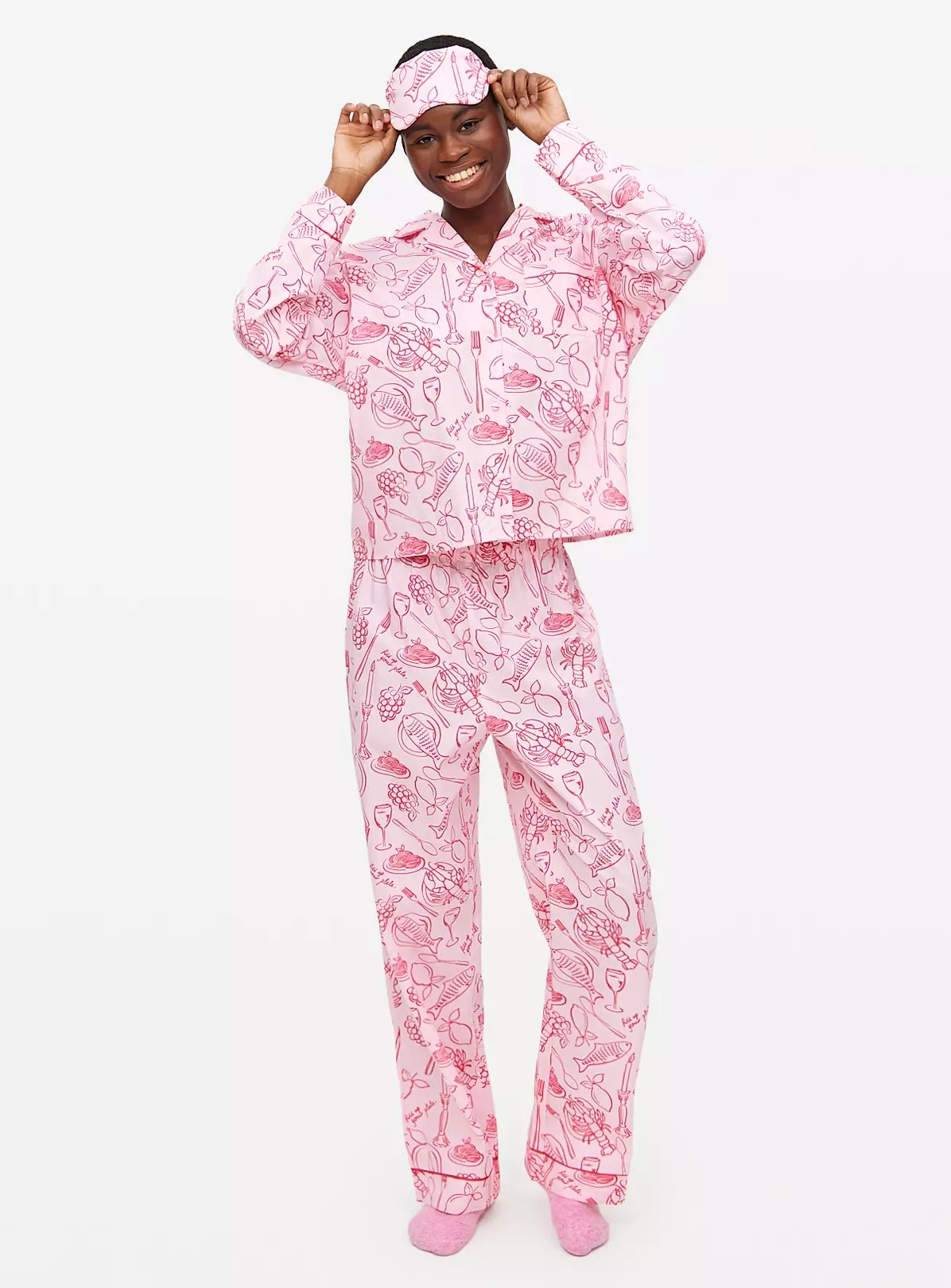 Pink Wine and Dine Printed Pyjamas Set