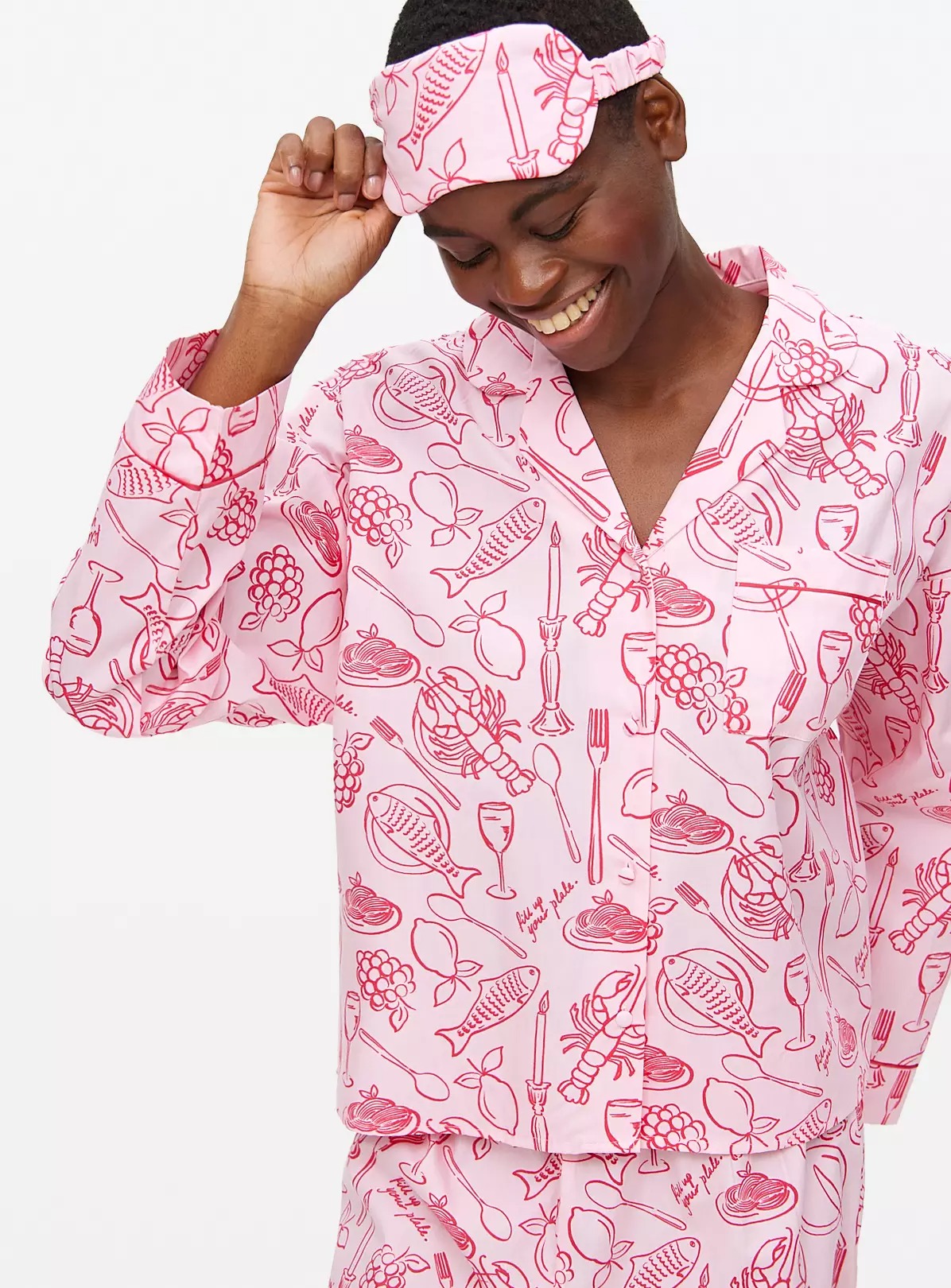Pink Wine and Dine Printed Pyjamas Set