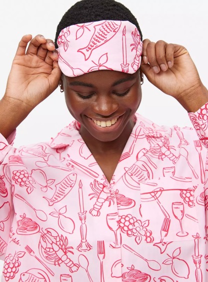 Pink Wine and Dine Printed Pyjamas Set