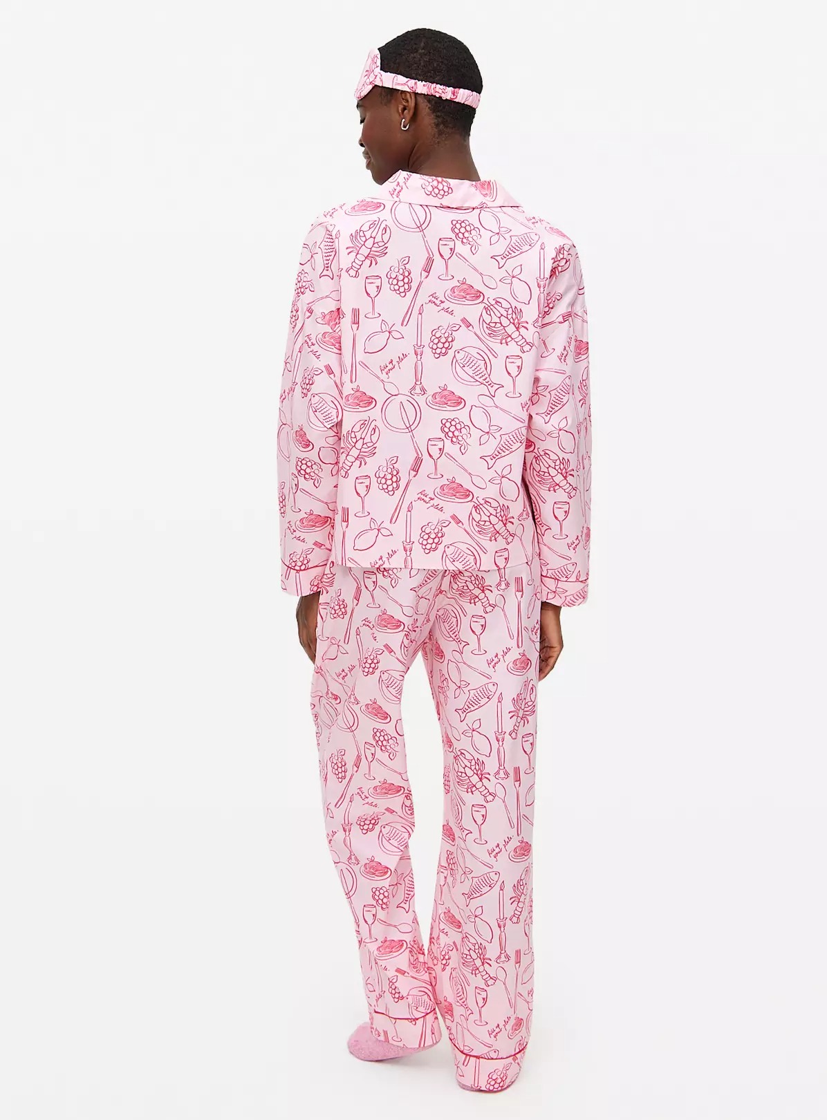 Pink Wine and Dine Printed Pyjamas Set