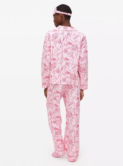 Pink Wine and Dine Printed Pyjamas Set