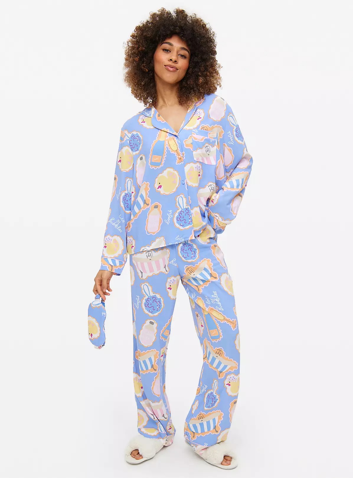 Blue Bath Time Print Traditional Pyjamas Set