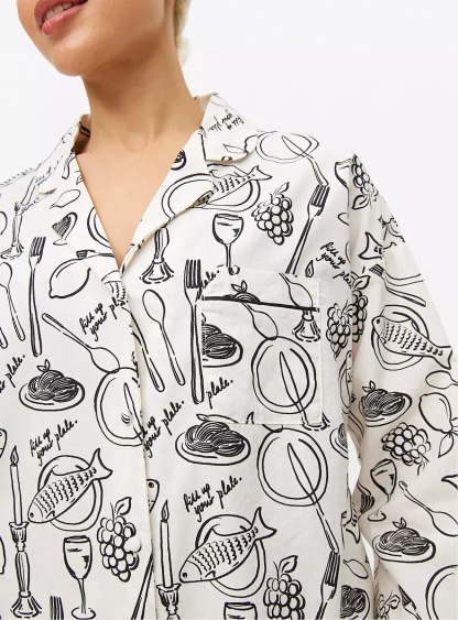 Wine and Dine Printed Traditional Pyjamas Set