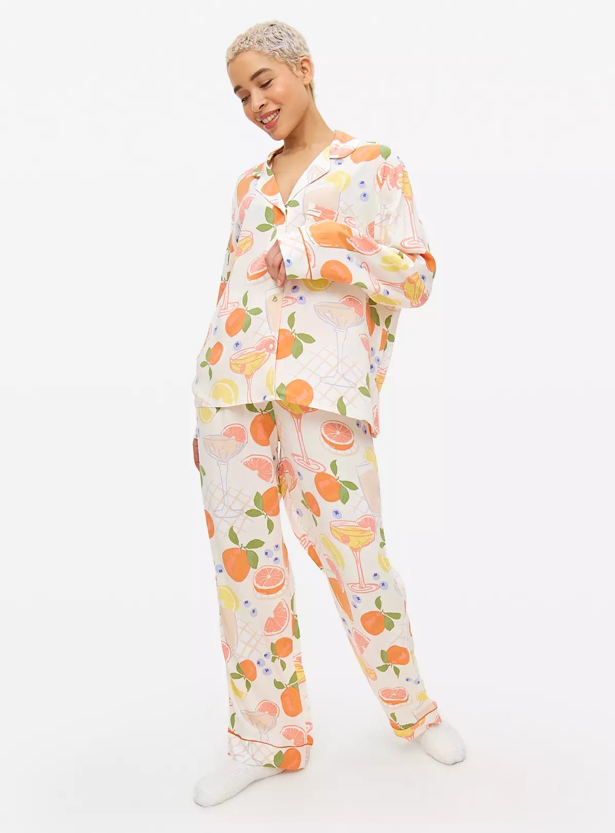 Fruit With Cocktails Printed Traditional Pyjamas Set