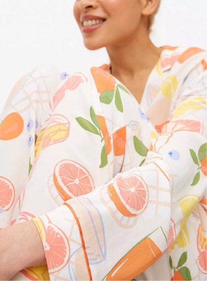 Fruit With Cocktails Printed Traditional Pyjamas Set