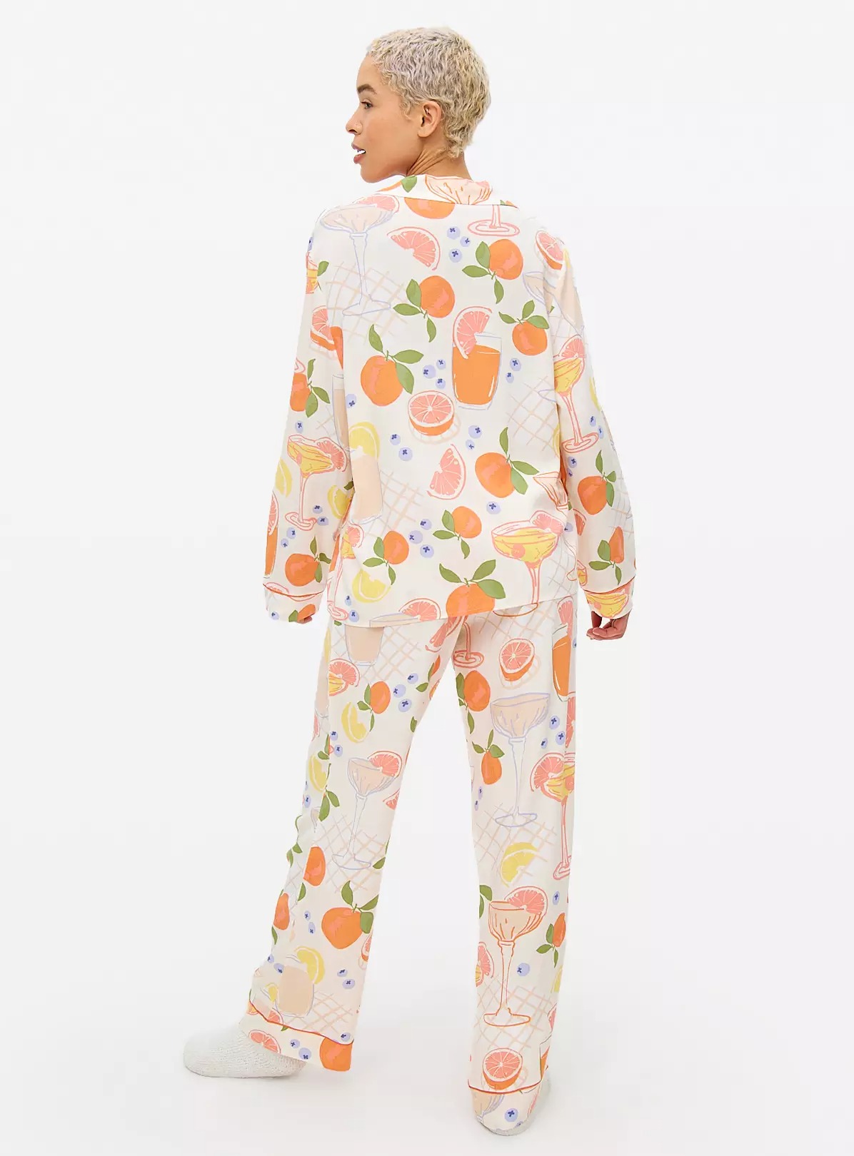 Fruit With Cocktails Printed Traditional Pyjamas Set