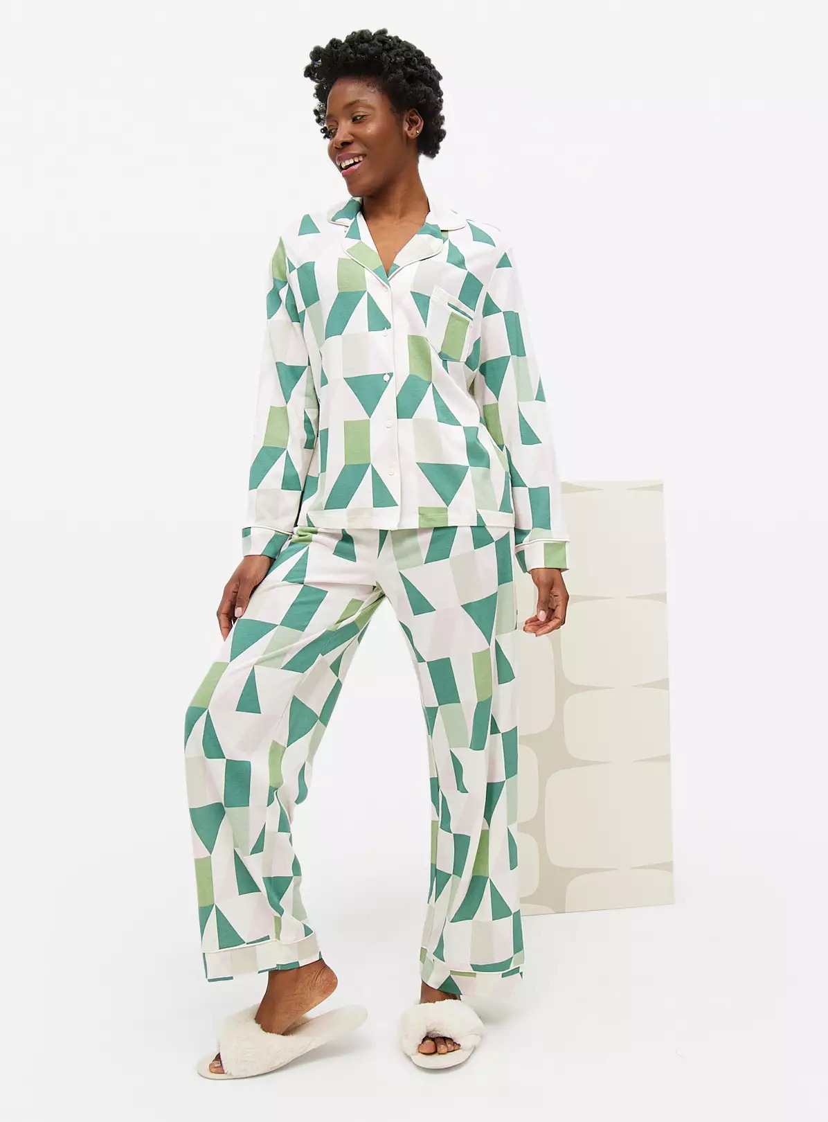 Geometric Print Green Traditional Pyjamas