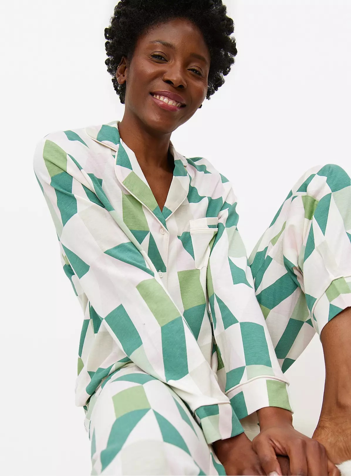 Geometric Print Green Traditional Pyjamas