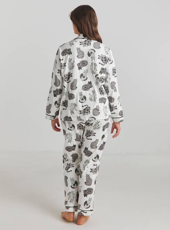 Pretty Secrets Cat Print Button Through Pyjamas Set
