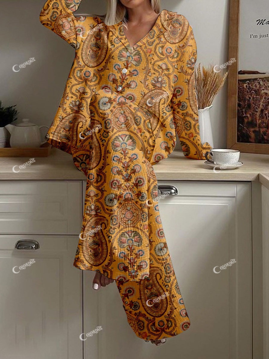 Women's Classic Bohemian Printed Comfortable Loose Homewear Set