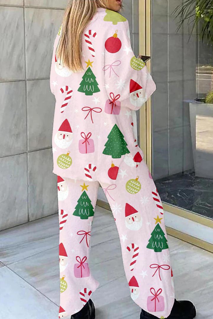 [Copy]Women's Colorblock Plaid Print Home V Neck Long Sleeve Suit