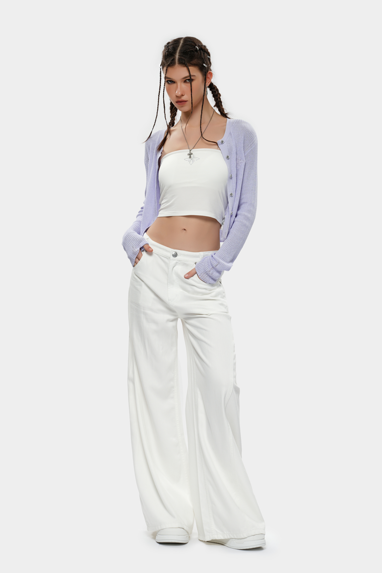 MET initaly white straight-leg casual pants