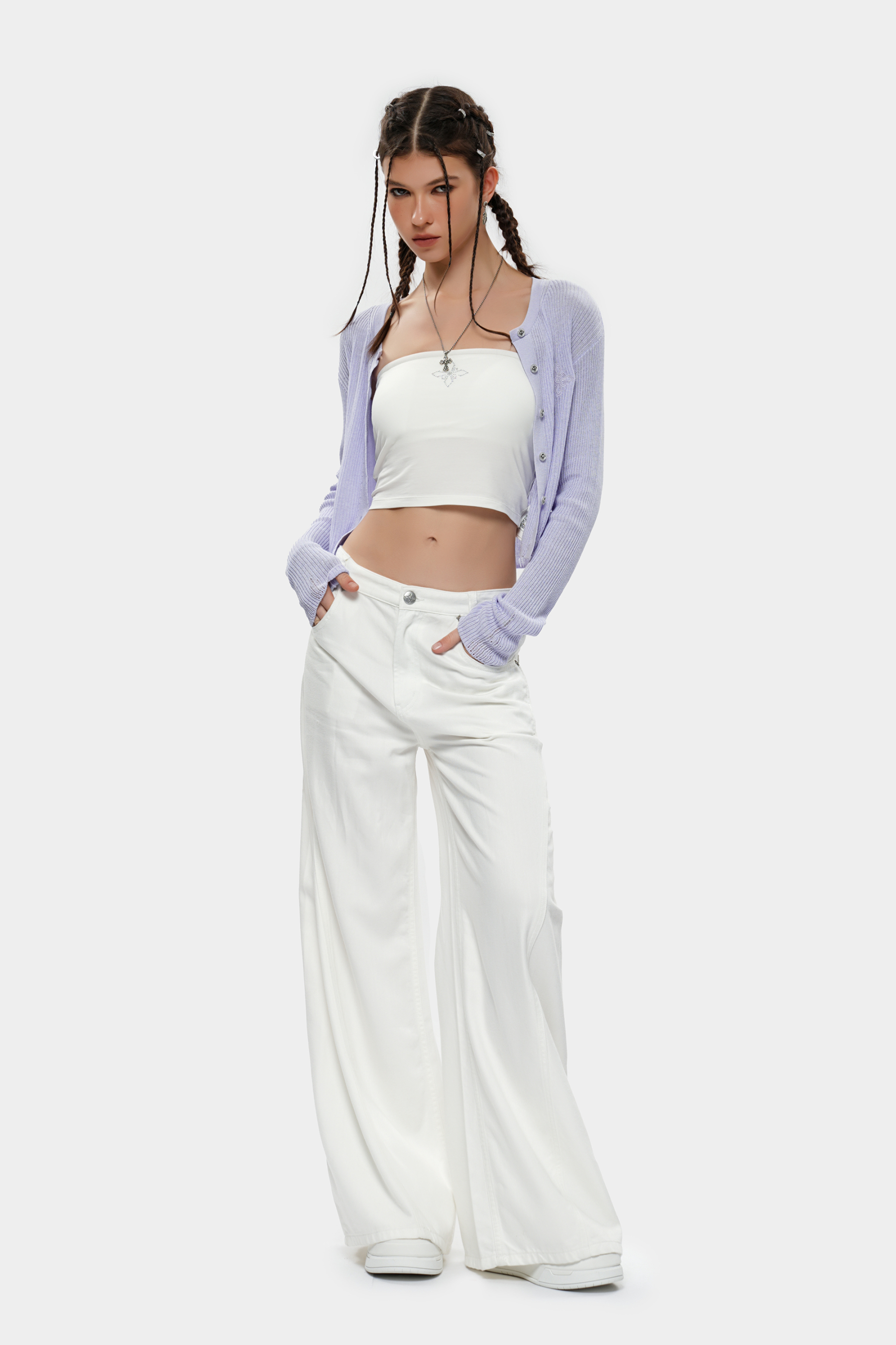 MET initaly white straight-leg casual pants