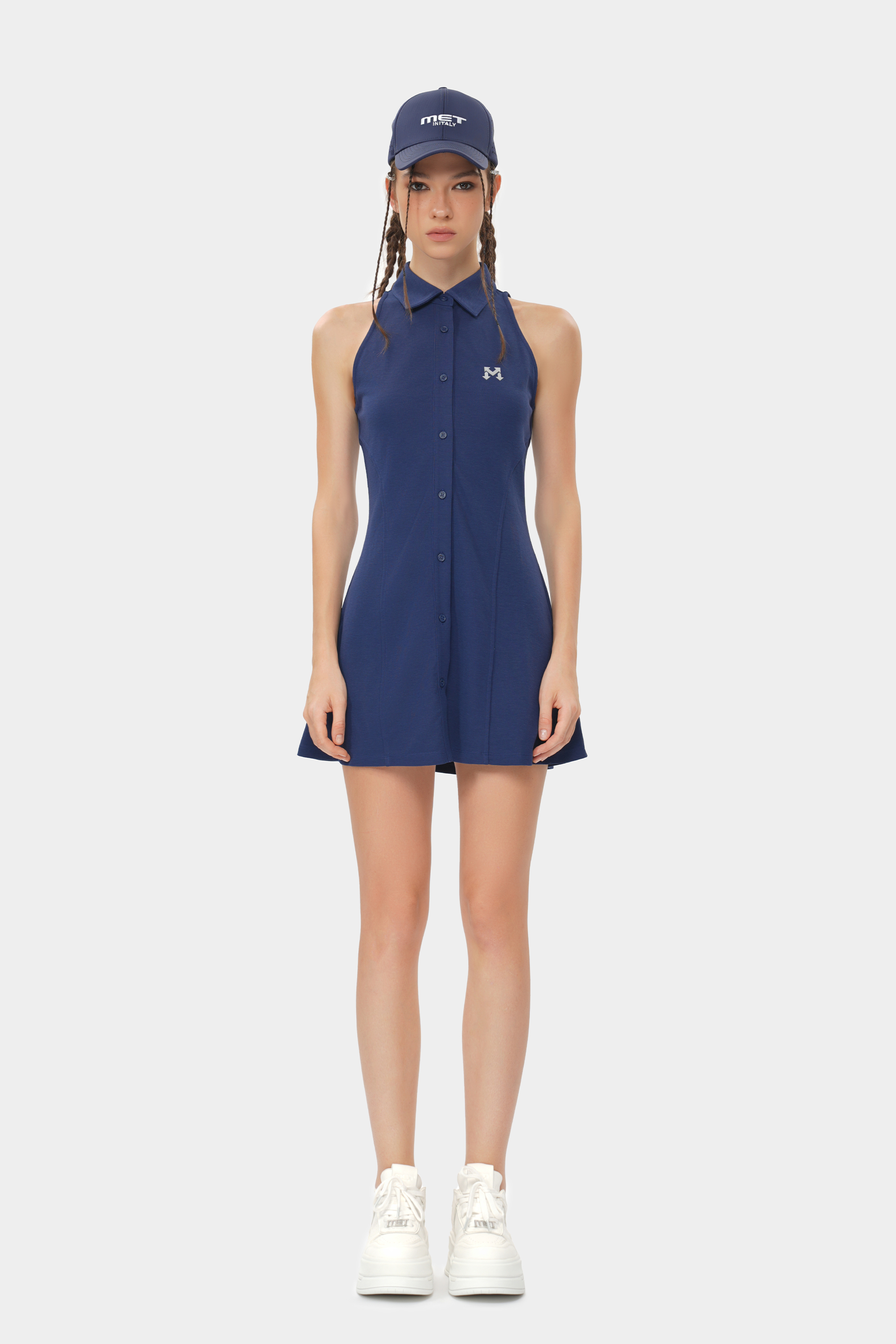 MET in Italy sleeveless lapel dress