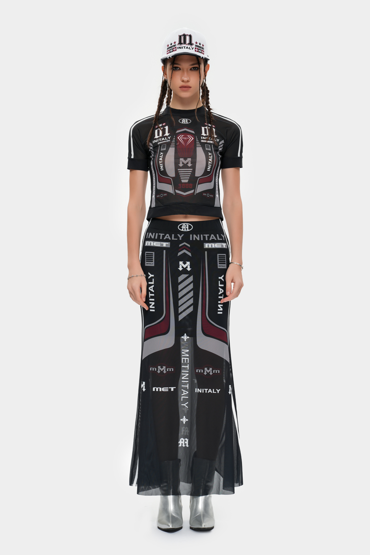 METinitaly retro letter print skirt