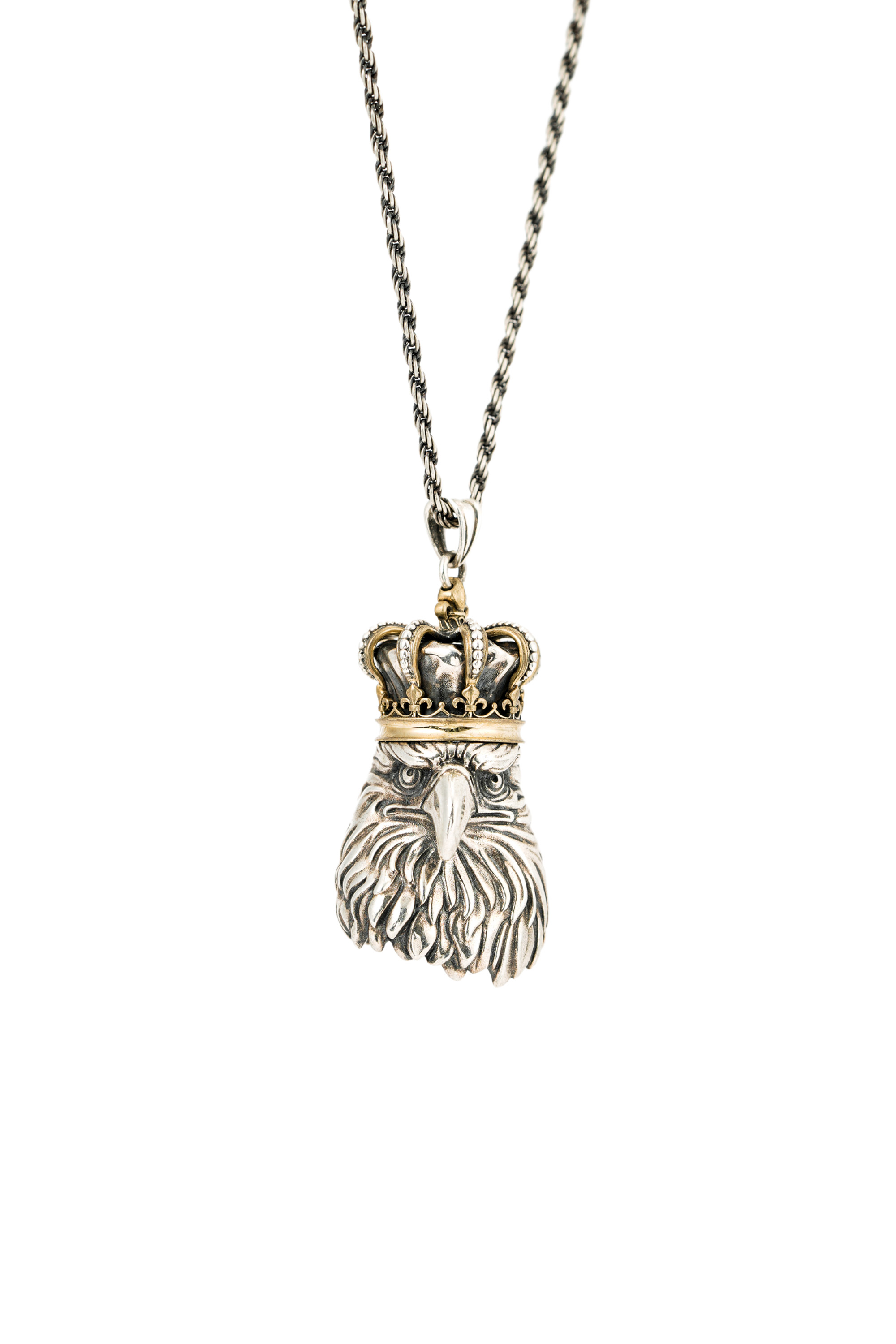 METinitaly Trendy Crown Eagle Head Statement Pendant Necklace
