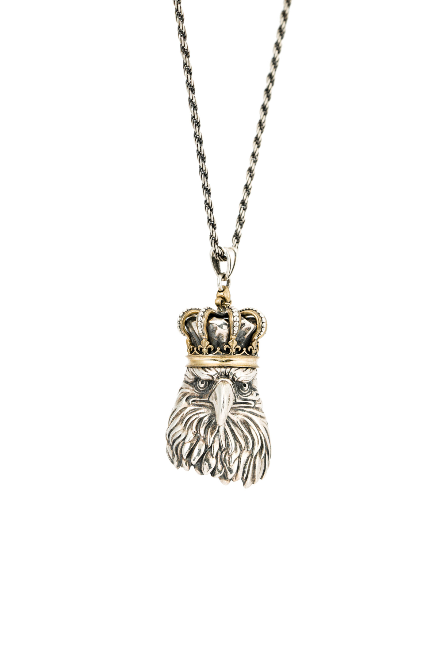 METinitaly Trendy Crown Eagle Head Statement Pendant Necklace