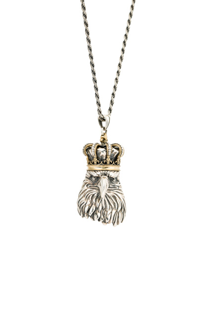 METinitaly Trendy Crown Eagle Head Statement Pendant Necklace 