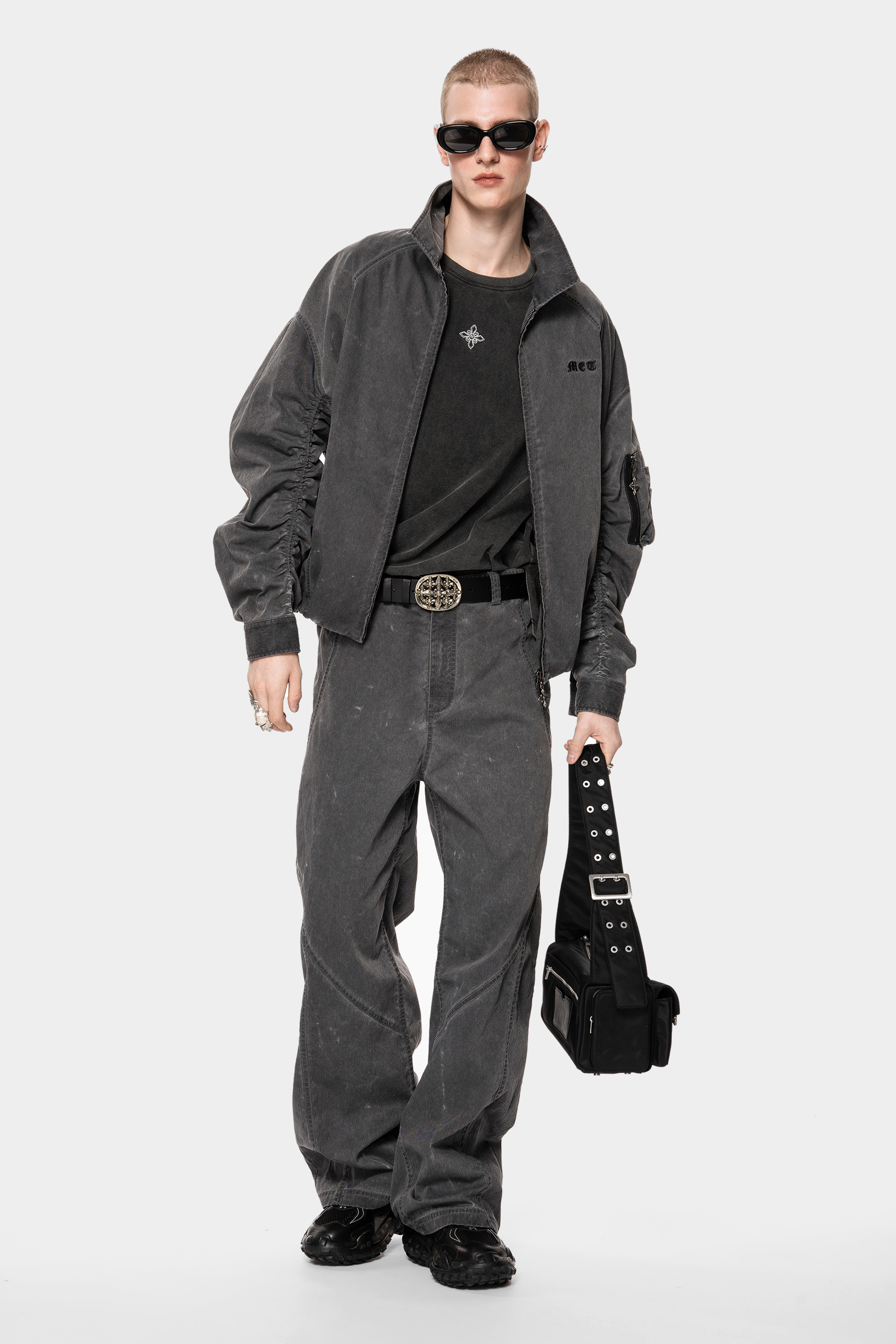 MET Initaly American washed gray wide-leg pants