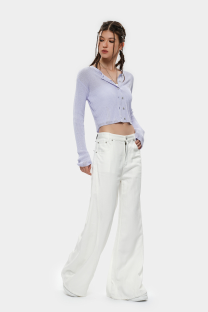 MET initaly white straight-leg casual pants