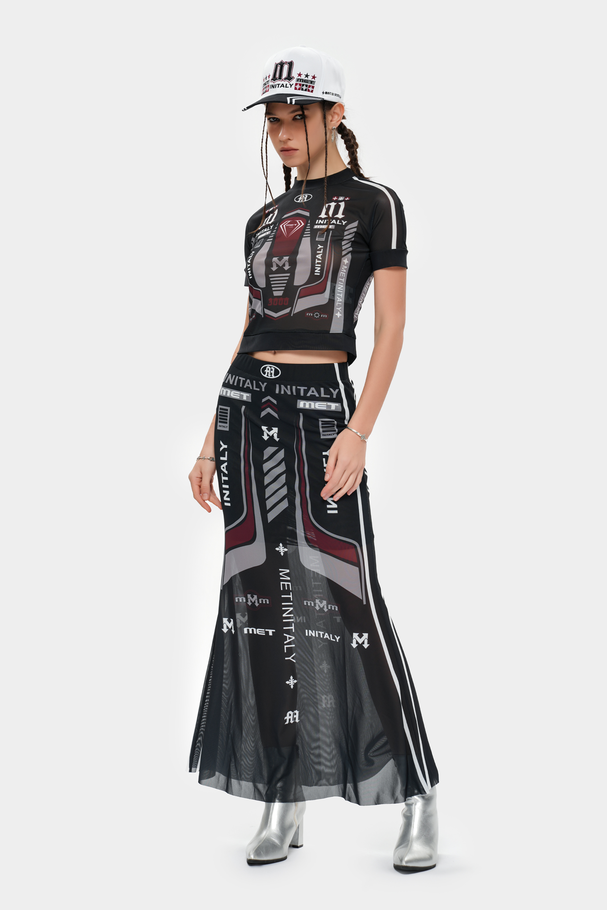 METinitaly retro letter print skirt