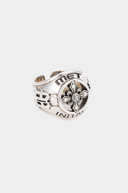 METinitaly Punk Cross Silver Open Ring