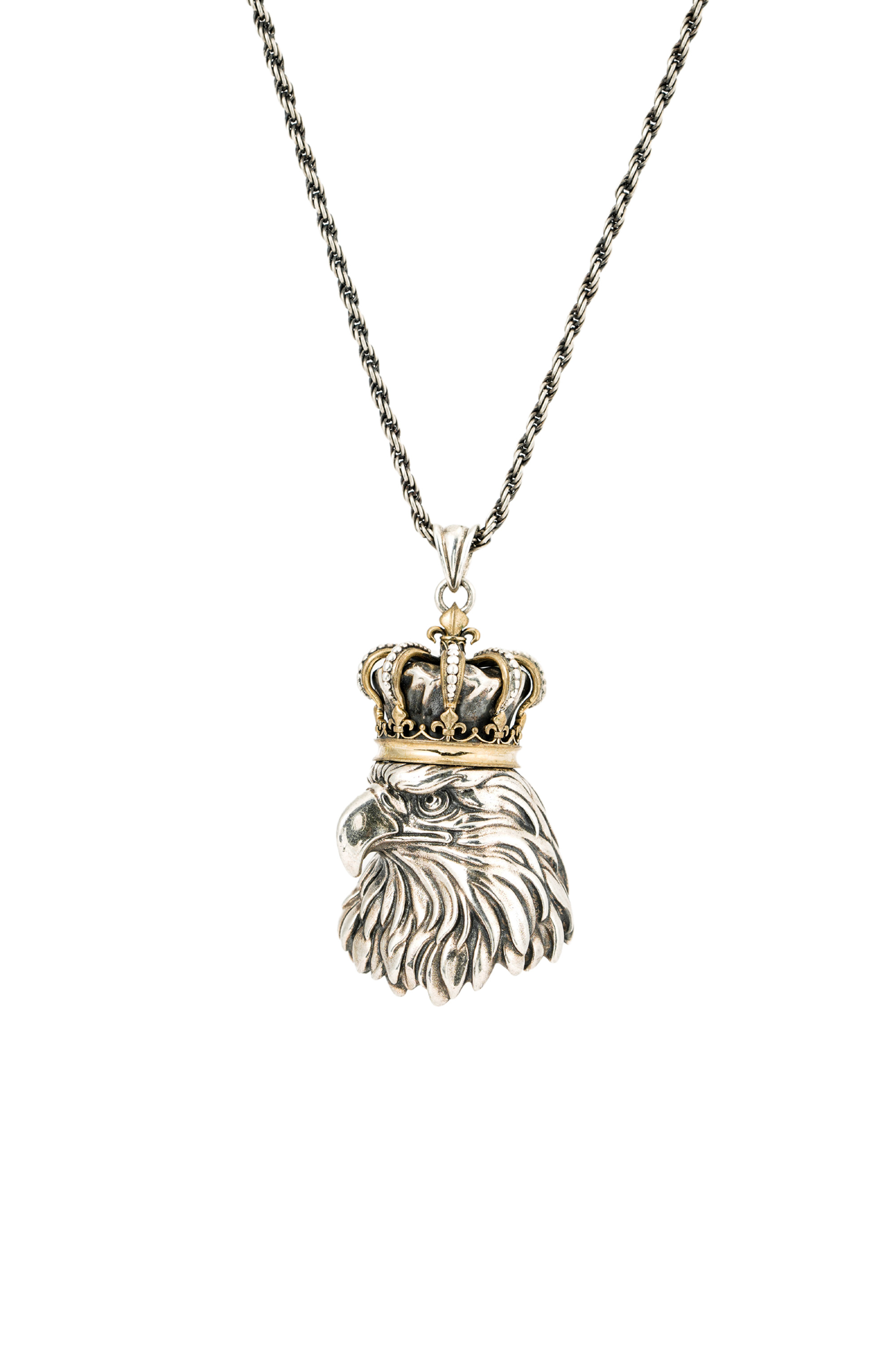 METinitaly Trendy Crown Eagle Head Statement Pendant Necklace 