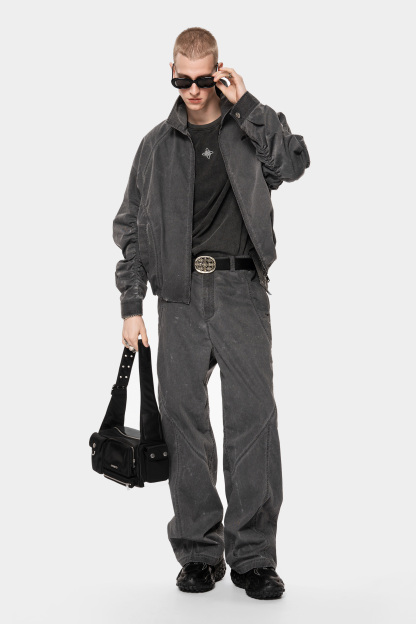 MET Initaly American washed gray wide-leg pants