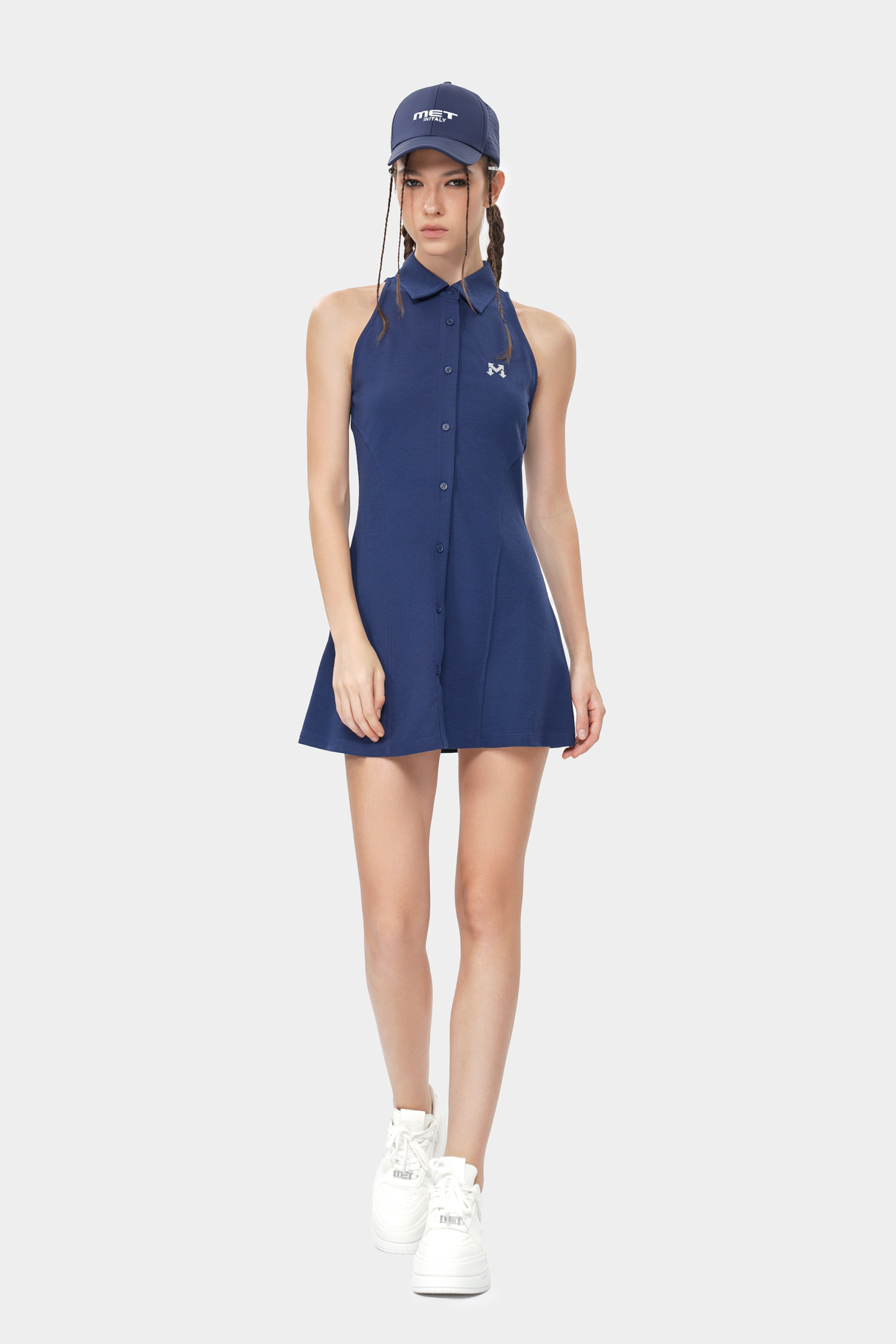 MET in Italy sleeveless lapel dress