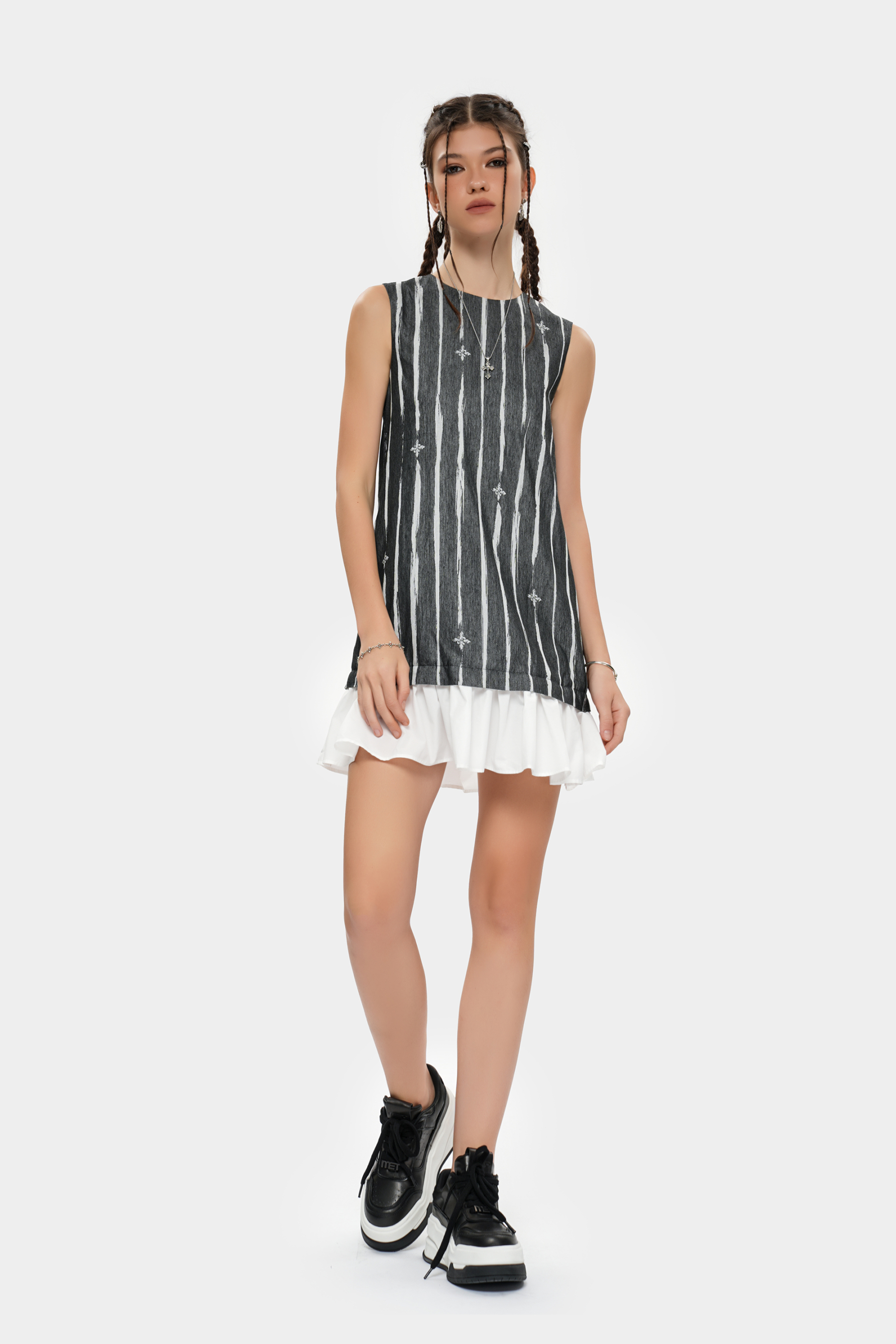 MET initaly Matt retro style sleeveless dress