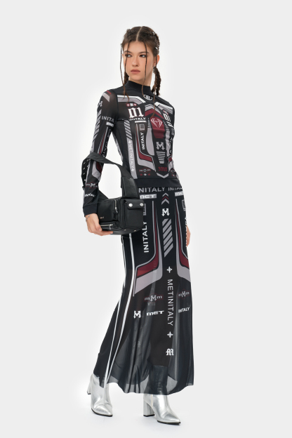 METinitaly retro letter print skirt