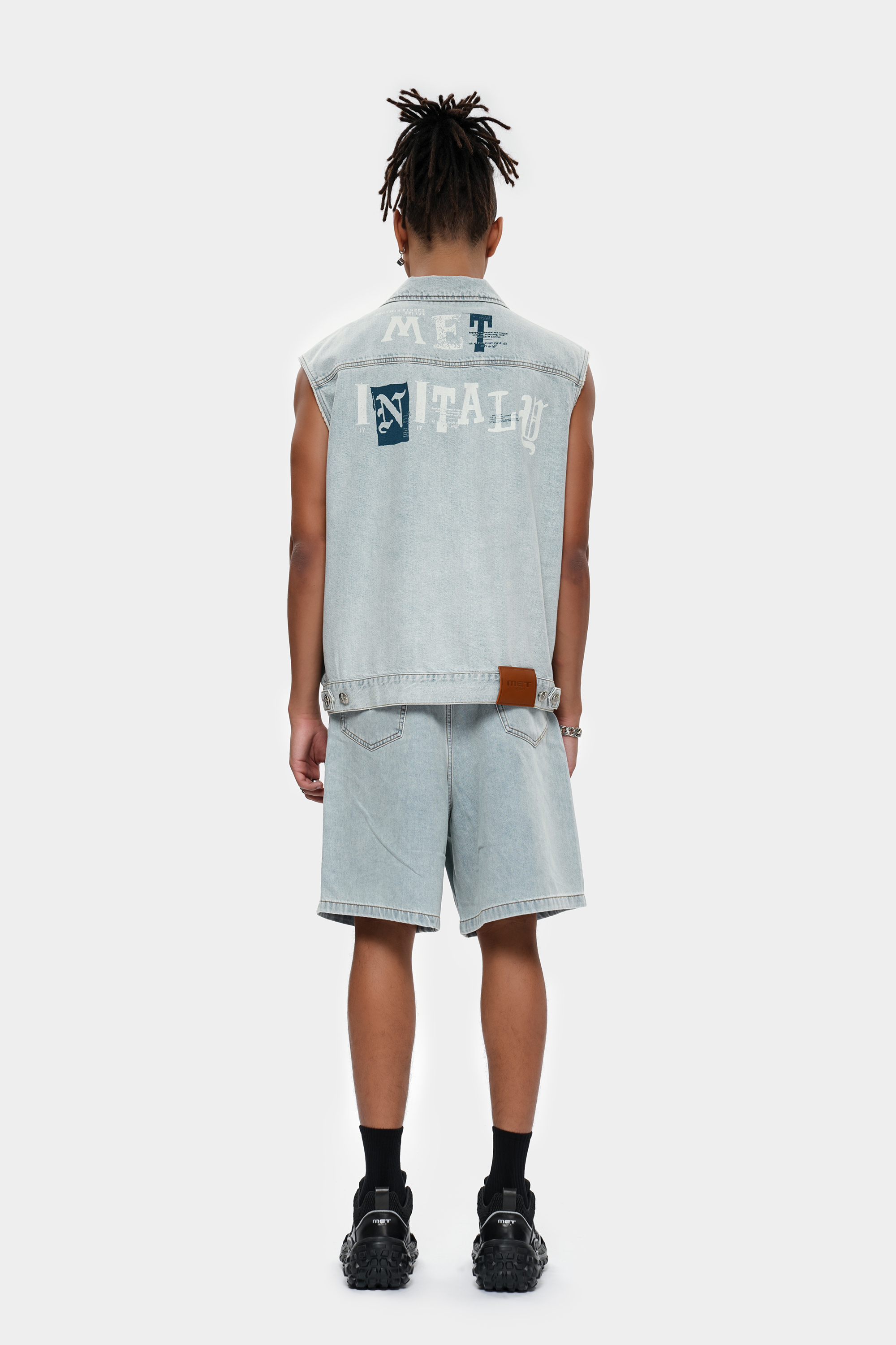 MET in Italy Retro Distressed Washed Denim Vest