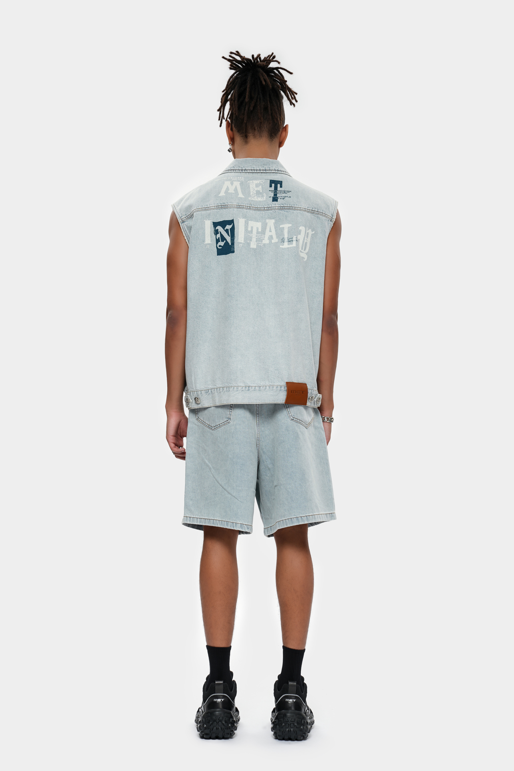 MET in Italy Retro Distressed Washed Denim Vest