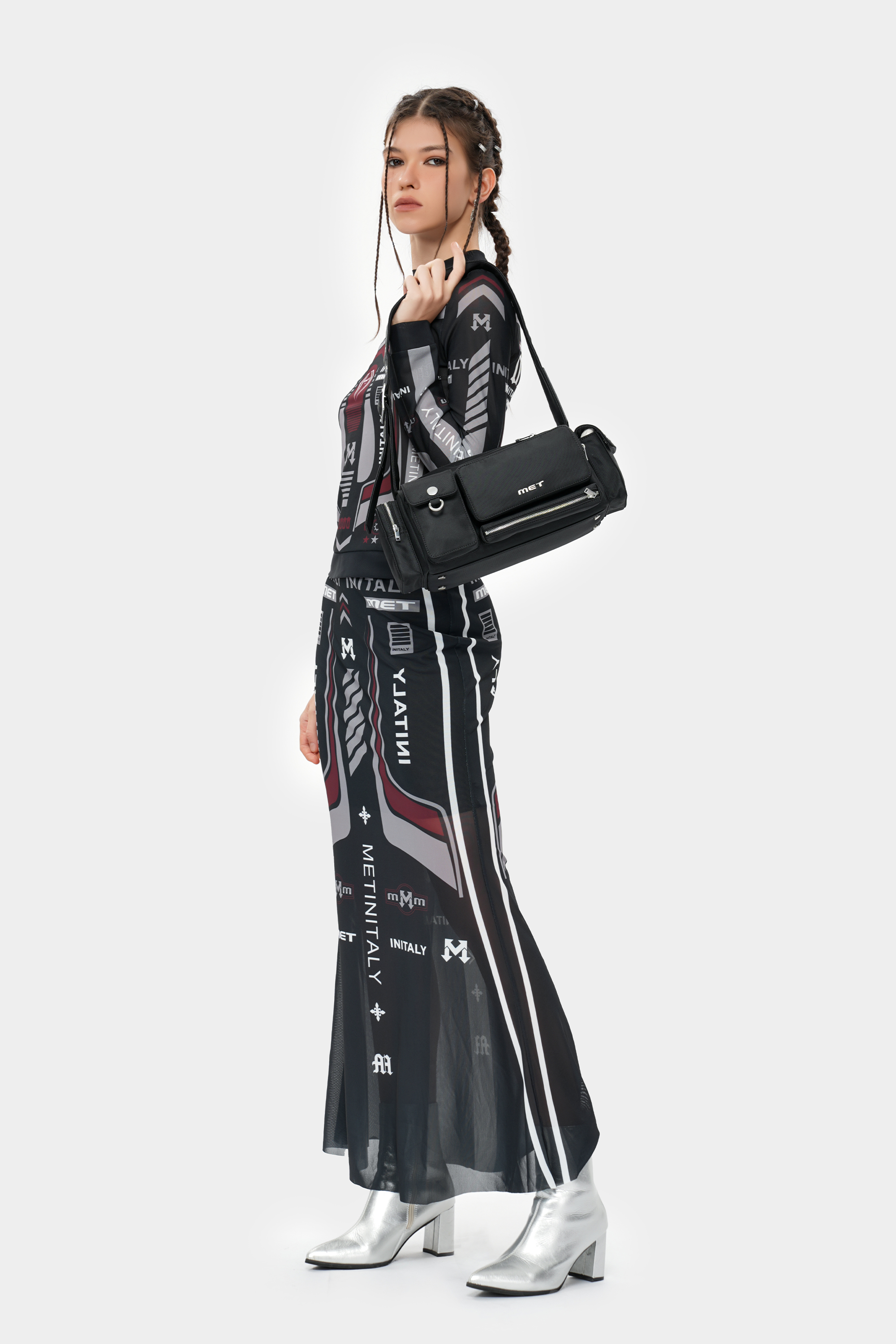 METinitaly retro letter print skirt