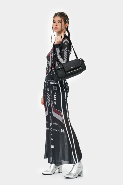 METinitaly retro letter print skirt