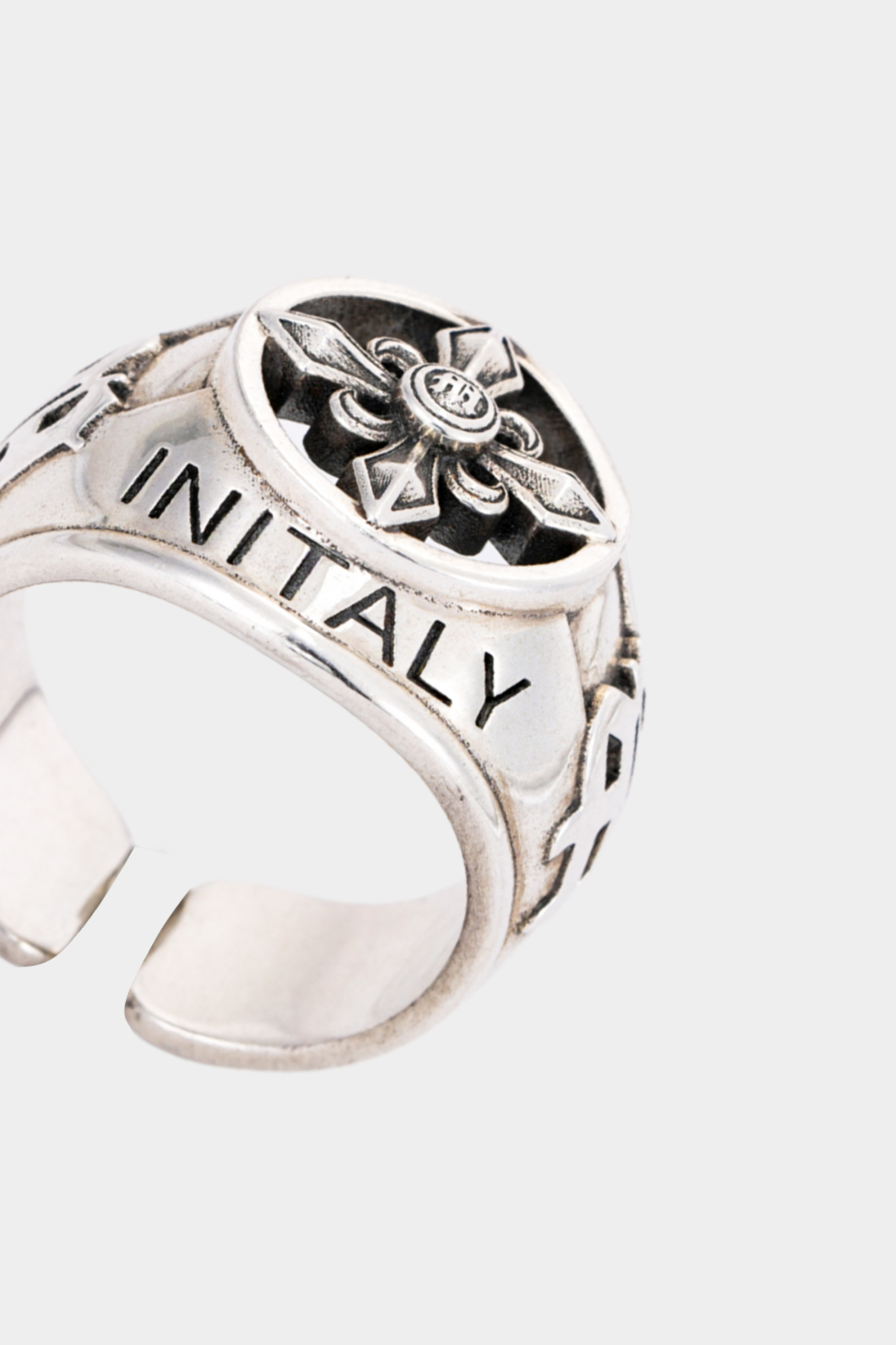 METinitaly Punk Cross Silver Open Ring