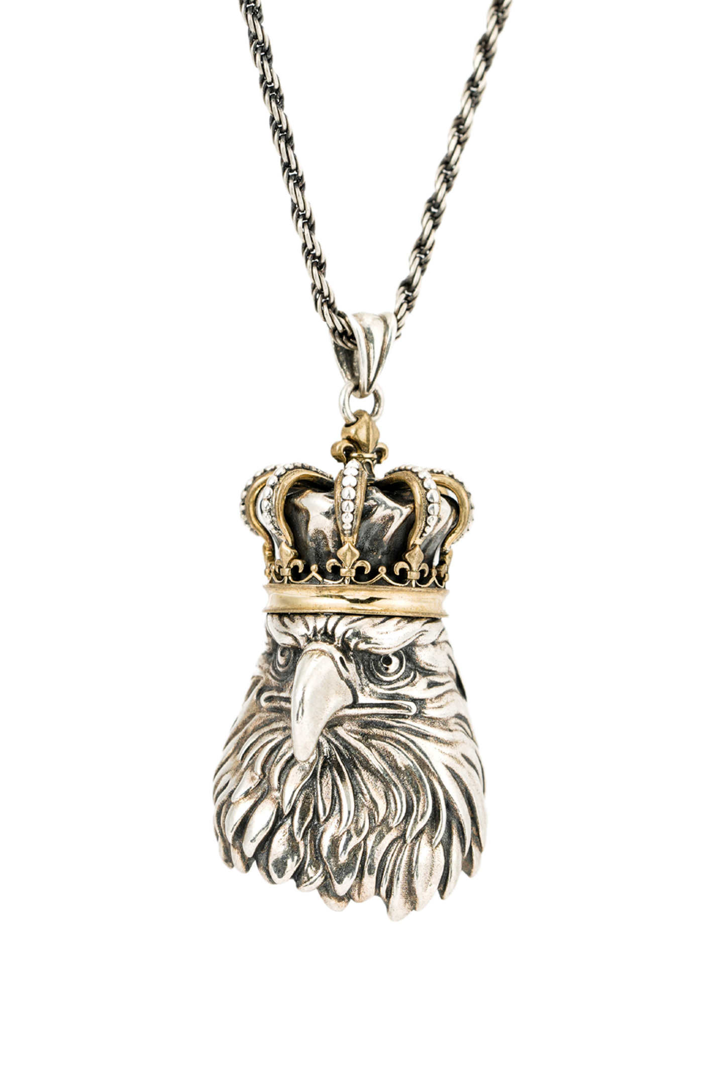 METinitaly Trendy Crown Eagle Head Statement Pendant Necklace 