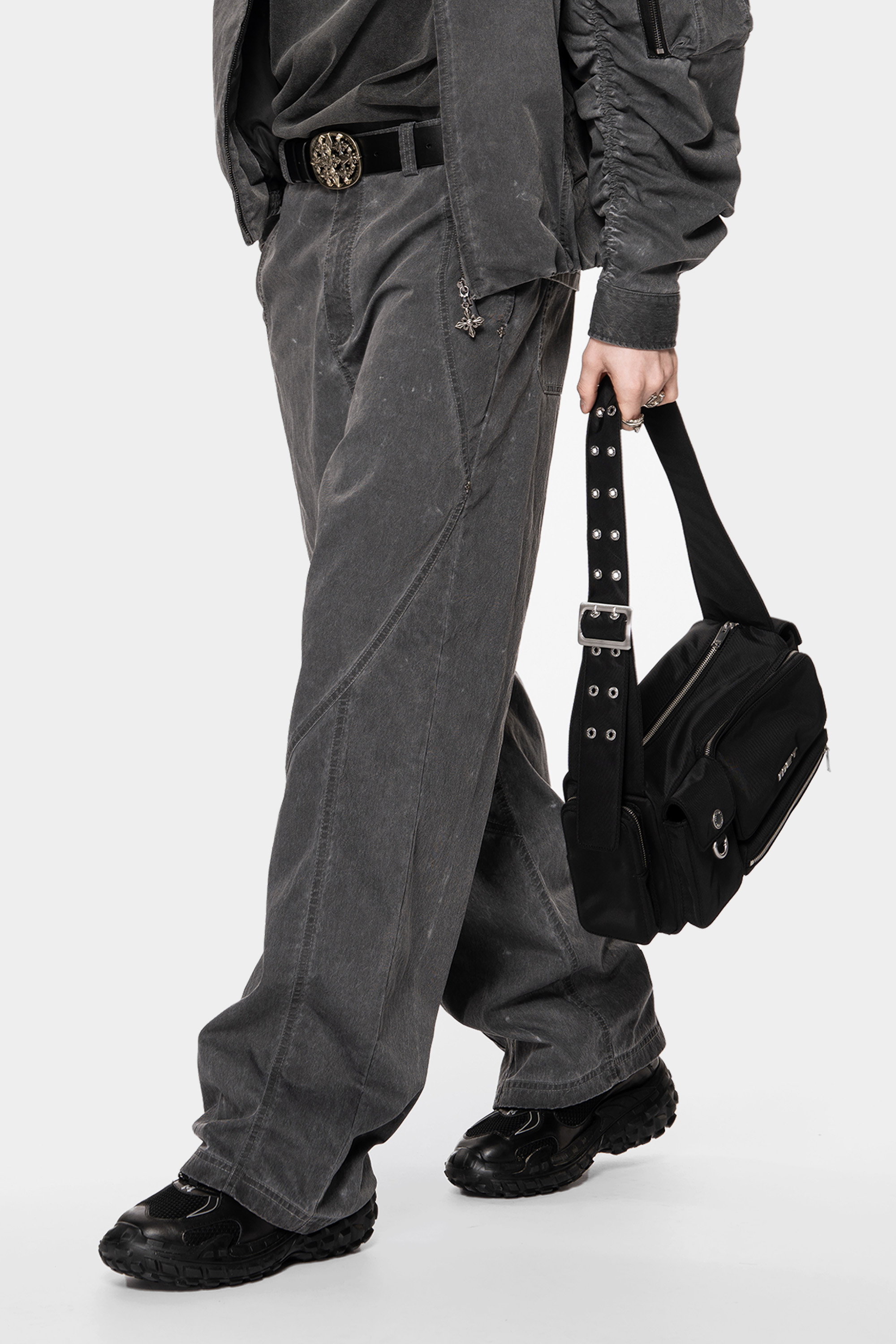 MET Initaly American washed gray wide-leg pants