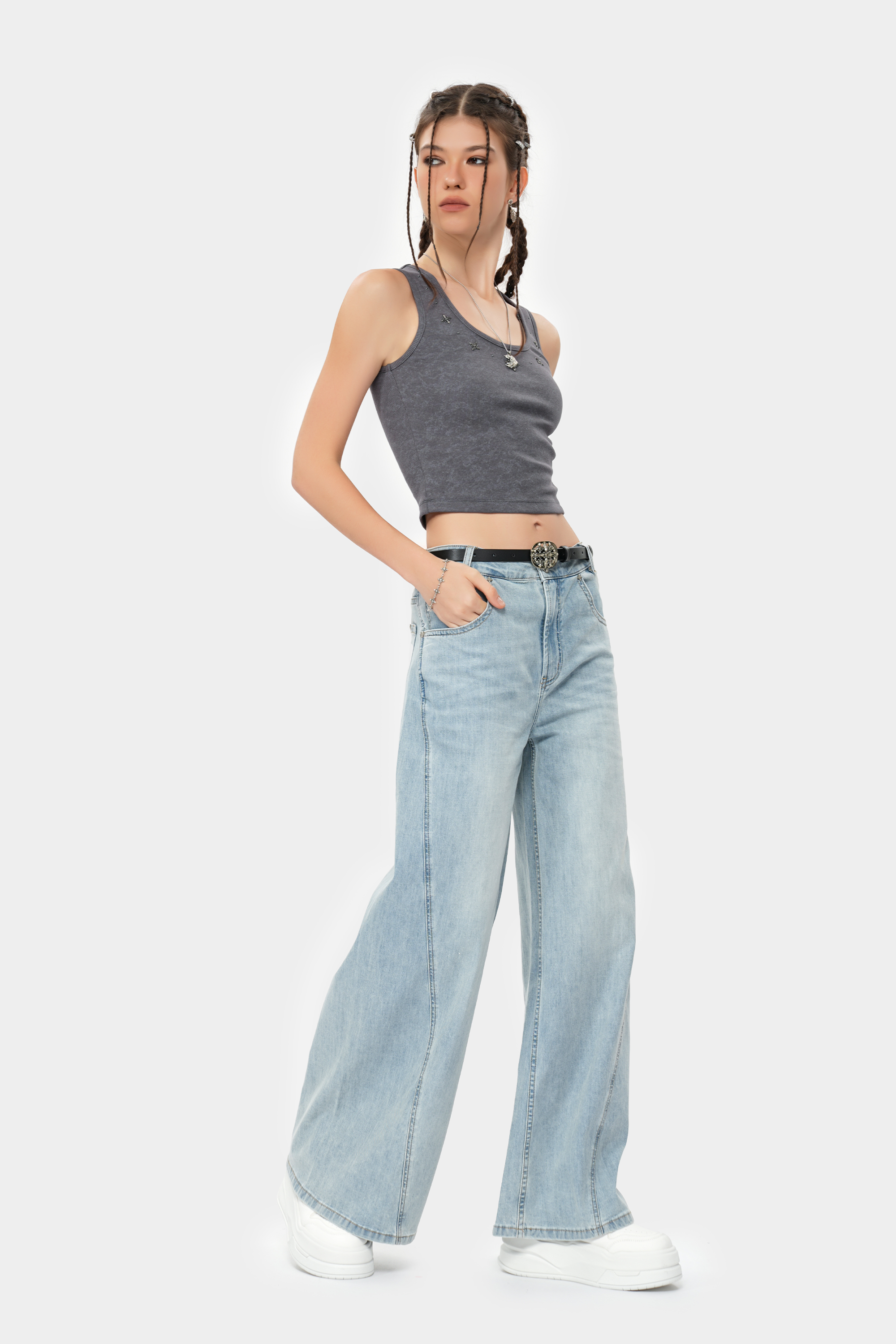 MET initaly white straight-leg casual pants