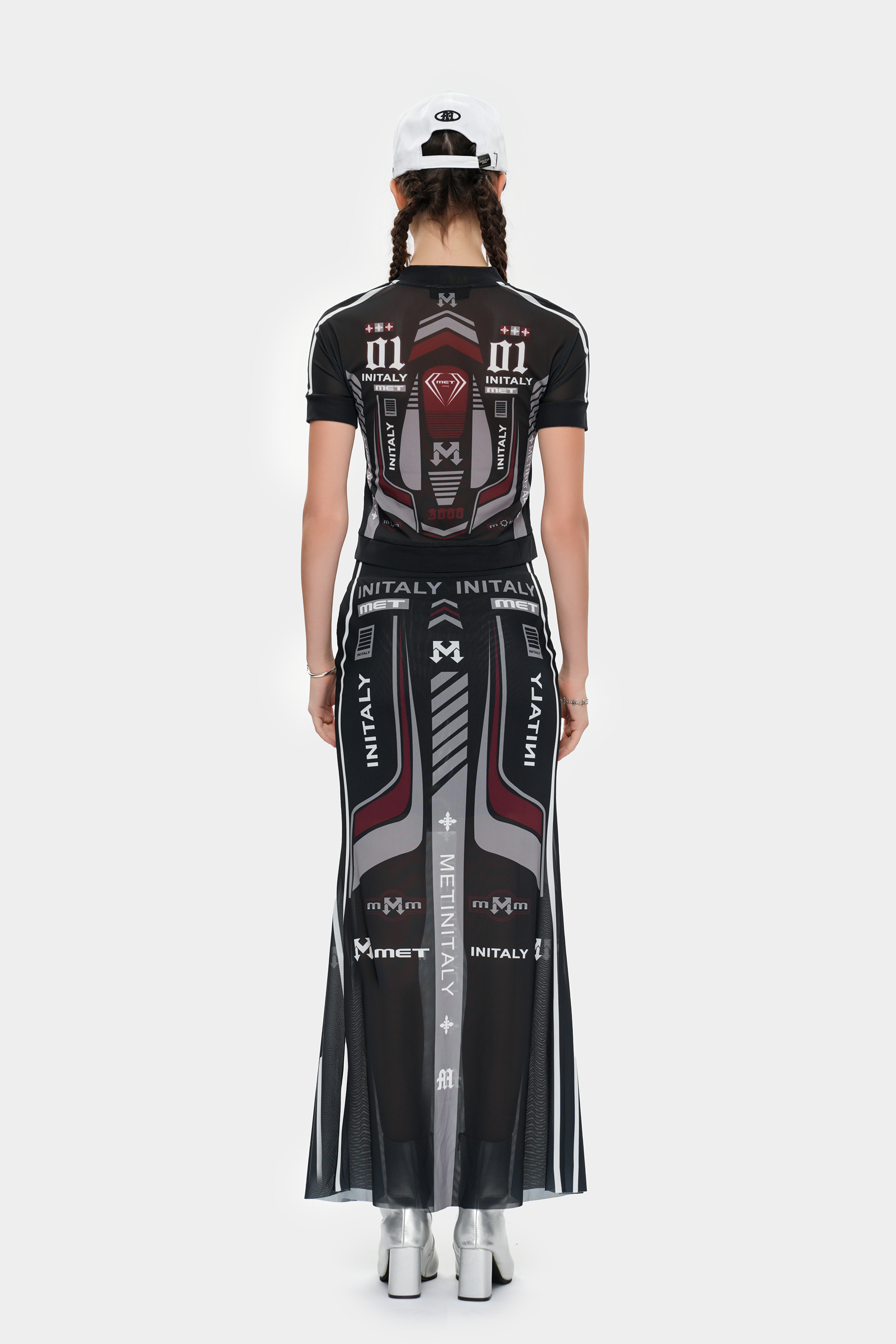 METinitaly retro letter print skirt