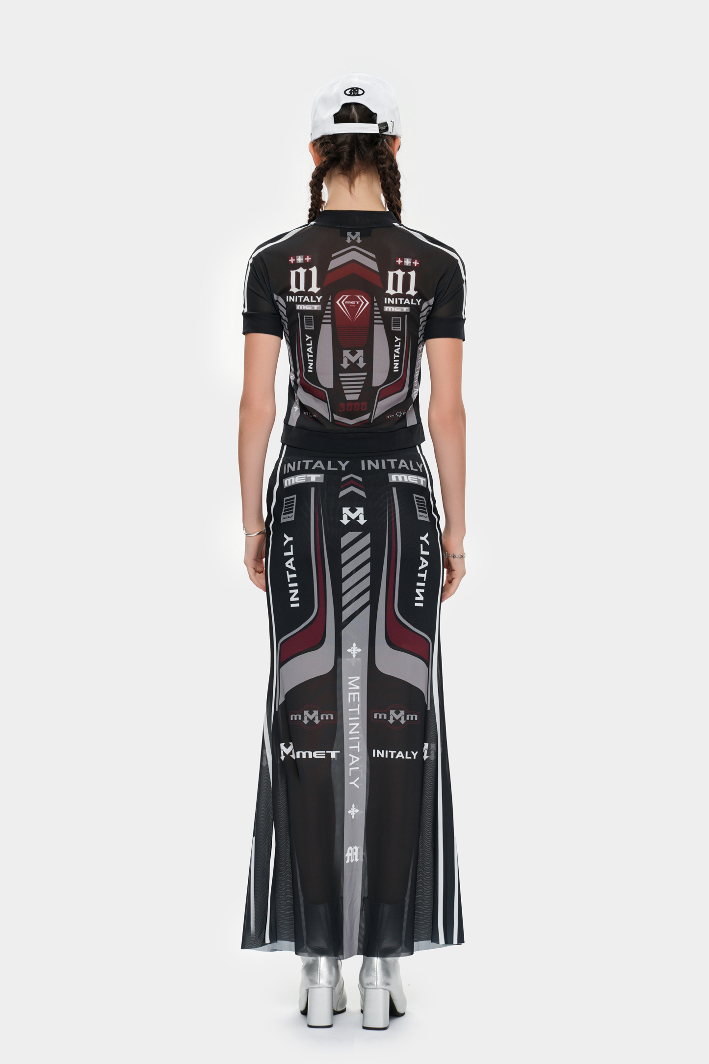 METinitaly retro letter print skirt