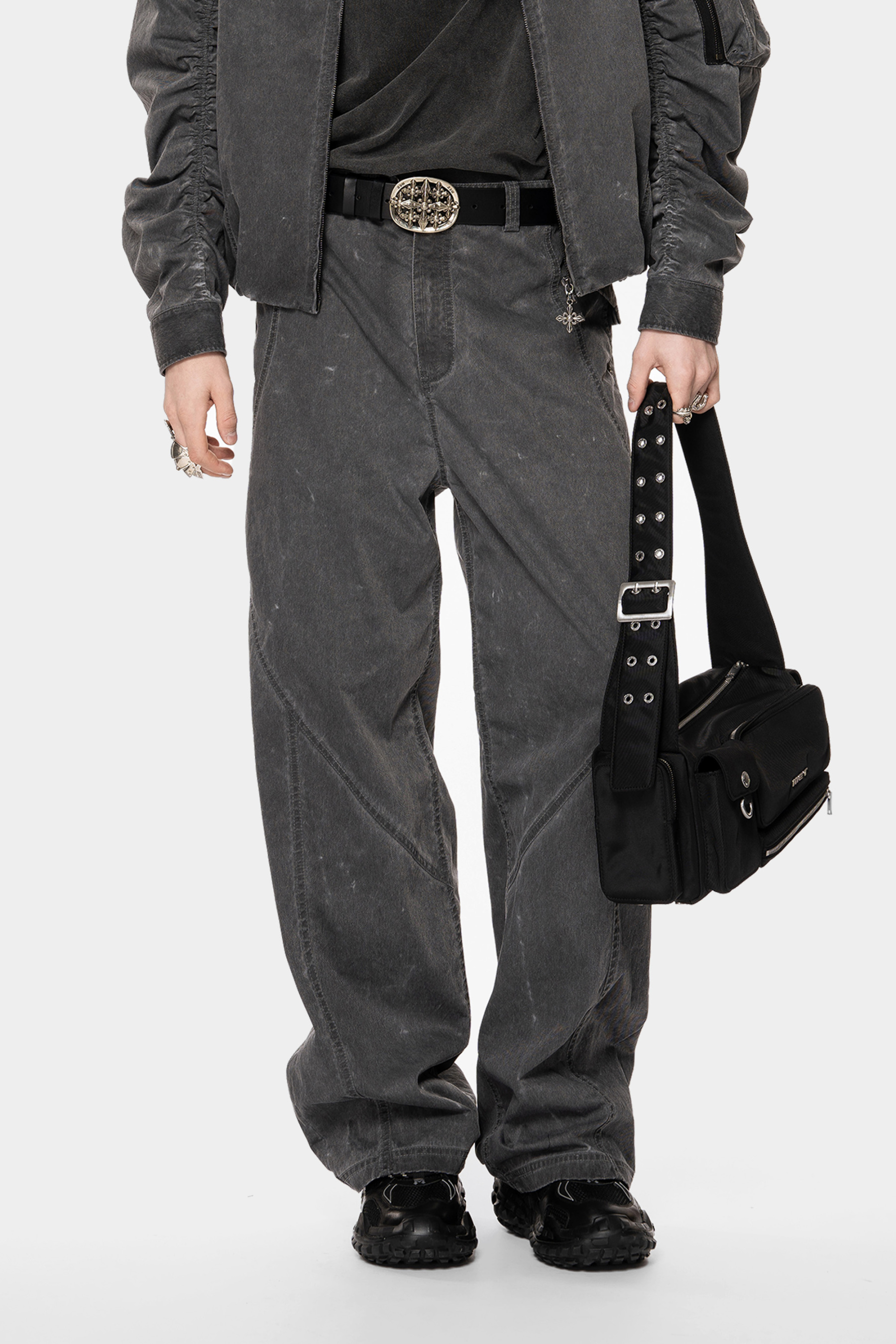 MET Initaly American washed gray wide-leg pants