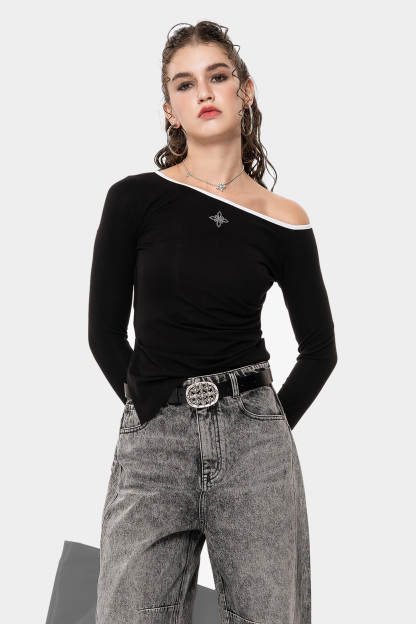 MET in Italy American-style slanted shoulder long-sleeve T-shirt