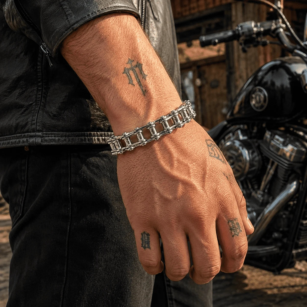 🏍️ Motorcycle Chain Link Bracelet