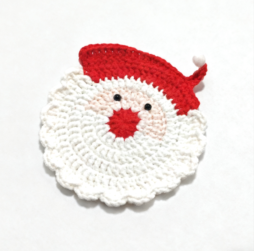 2pcs Handmade Crochet Santa Claus Coasters 